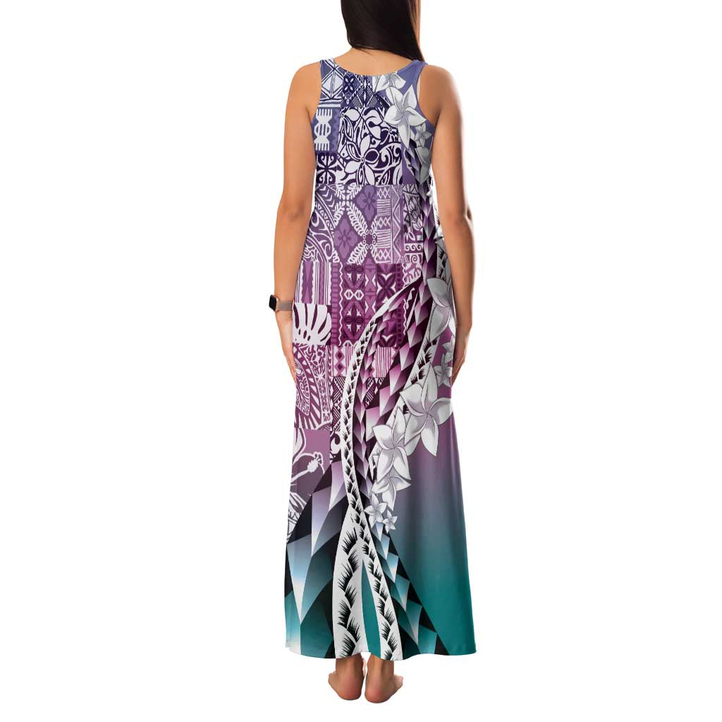 Aloha Vintage Plumeria Hawaiian Tapa Pattern Family Matching Tank Maxi Dress and Hawaiian Shirt Gradient Hawaiian Tapa Pattern LT9 - Polynesian Pride