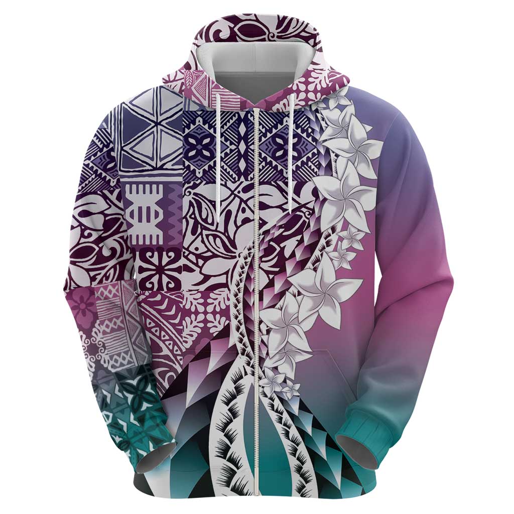 Aloha Vintage Plumeria Hawaiian Tapa Pattern Hoodie Gradient Hawaiian Tapa Pattern - Polynesian Pride