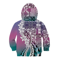 Aloha Vintage Plumeria Hawaiian Tapa Pattern Kid Hoodie Gradient Hawaiian Tapa Pattern - Polynesian Pride