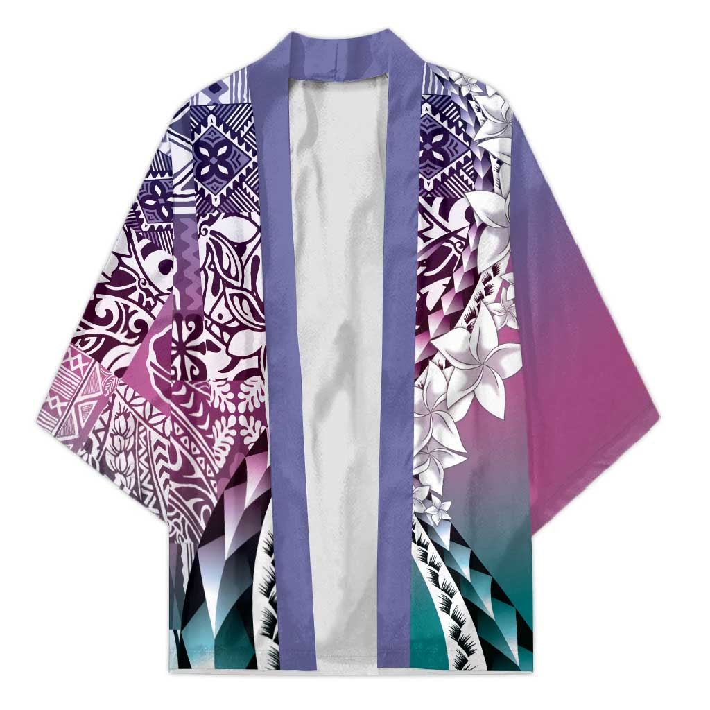 Aloha Vintage Plumeria Hawaiian Tapa Pattern Kimono Gradient Hawaiian Tapa Pattern - Polynesian Pride