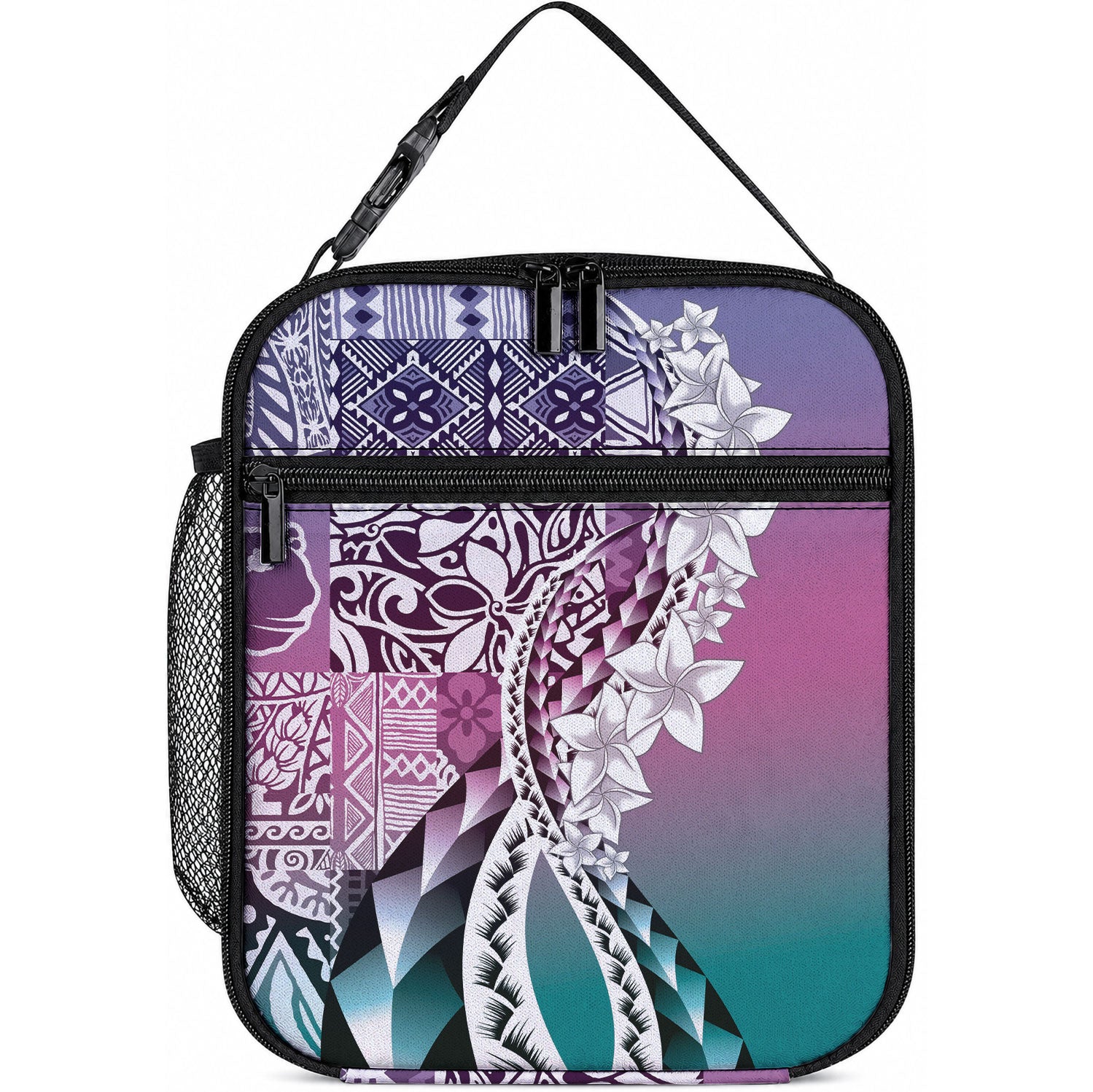 Aloha Vintage Plumeria Hawaiian Tapa Pattern Lunch Bag Gradient Hawaiian Tapa Pattern LT9 10.2 × 8.3 × 4.3 inch Gradient - Polynesian Pride