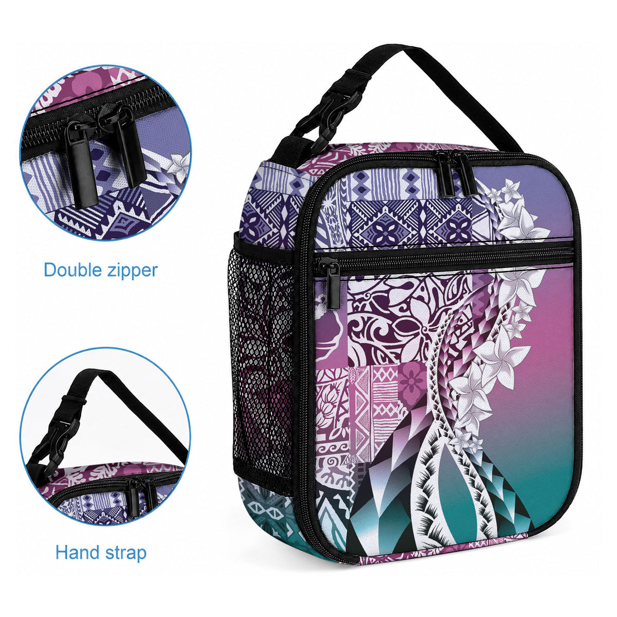 Aloha Vintage Plumeria Hawaiian Tapa Pattern Lunch Bag Gradient Hawaiian Tapa Pattern LT9 - Polynesian Pride
