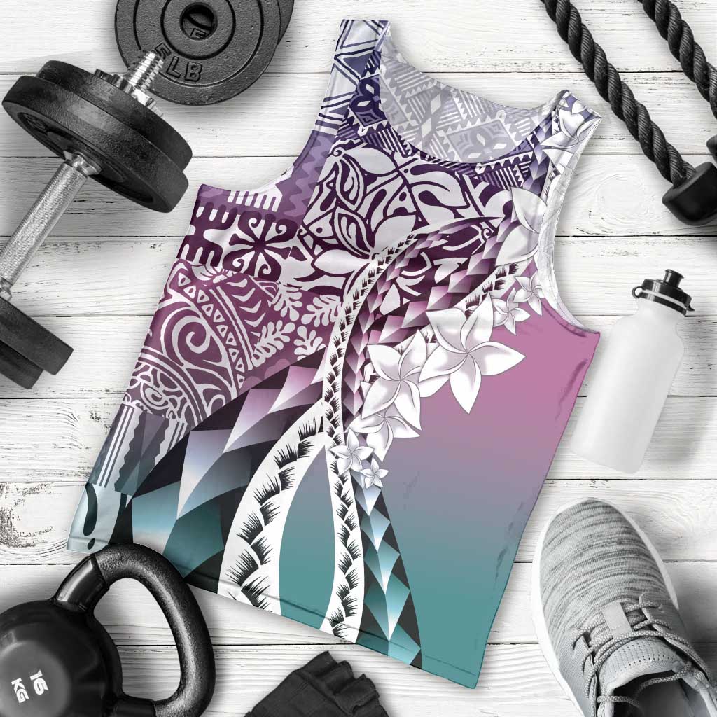 Aloha Vintage Plumeria Hawaiian Tapa Pattern Men Tank Top Gradient Hawaiian Tapa Pattern - Polynesian Pride
