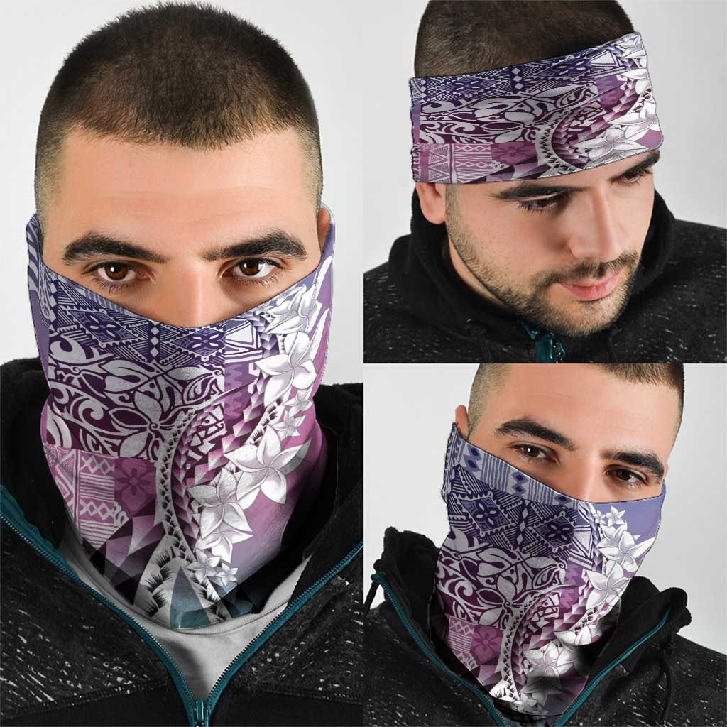 Aloha Vintage Plumeria Hawaiian Tapa Pattern Neck Gaiter Gradient Hawaiian Tapa Pattern - Polynesian Pride