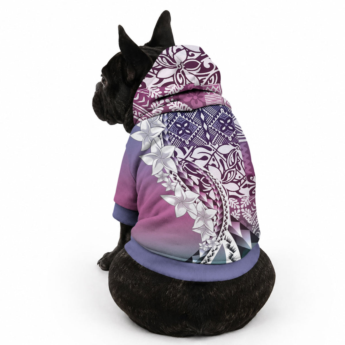 Aloha Vintage Plumeria Hawaiian Tapa Pattern Pet Hoodie Gradient Hawaiian Tapa Pattern LT9 - Polynesian Pride