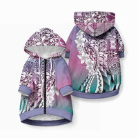 Aloha Vintage Plumeria Hawaiian Tapa Pattern Pet Hoodie Gradient Hawaiian Tapa Pattern LT9 Zip-up Gradient - Polynesian Pride