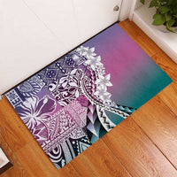 Aloha Vintage Plumeria Hawaiian Tapa Pattern Rubber Doormat Gradient Hawaiian Tapa Pattern - Polynesian Pride
