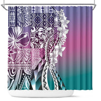 Aloha Vintage Plumeria Hawaiian Tapa Pattern Shower Curtain Gradient Hawaiian Tapa Pattern - Polynesian Pride
