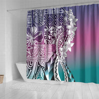 Aloha Vintage Plumeria Hawaiian Tapa Pattern Shower Curtain Gradient Hawaiian Tapa Pattern - Polynesian Pride