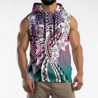 Aloha Vintage Plumeria Hawaiian Tapa Pattern Sleeveless Hoodie Gradient Hawaiian Tapa Pattern - Polynesian Pride