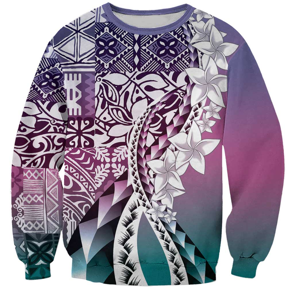 Aloha Vintage Plumeria Hawaiian Tapa Pattern Sweatshirt Gradient Hawaiian Tapa Pattern - Polynesian Pride
