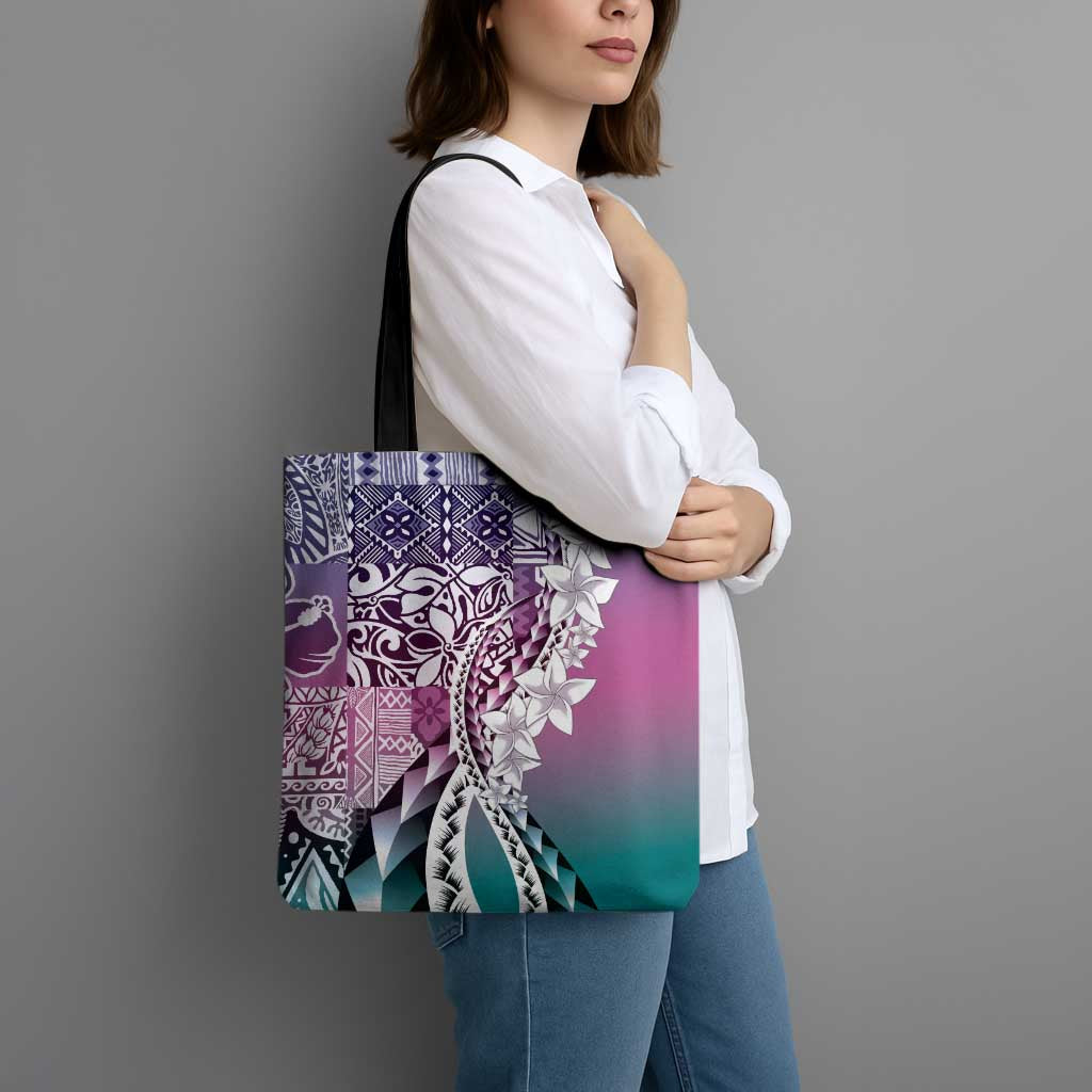 Aloha Vintage Plumeria Hawaiian Tapa Pattern Tote Bag Gradient Hawaiian Tapa Pattern - Polynesian Pride