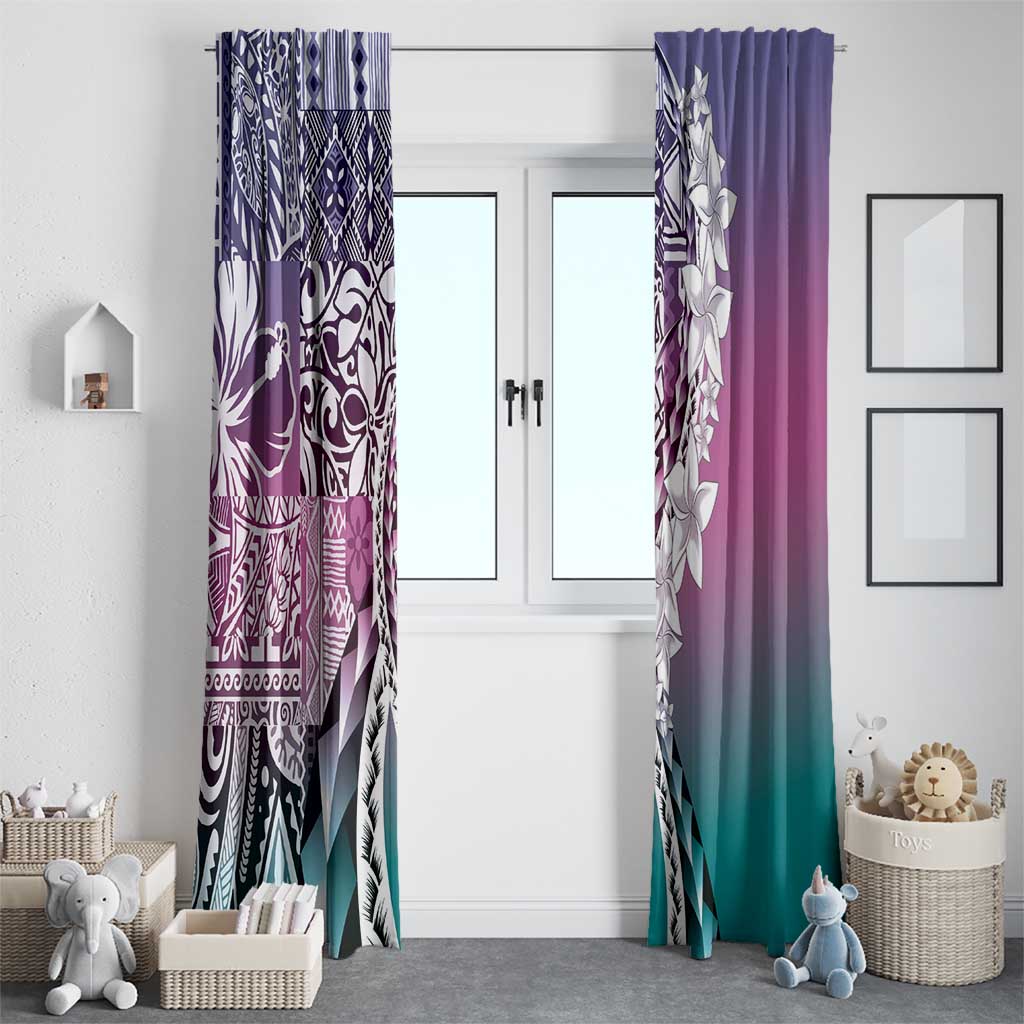 Aloha Vintage Plumeria Hawaiian Tapa Pattern Window Curtain Gradient Hawaiian Tapa Pattern - Polynesian Pride