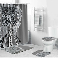 Aloha Vintage Plumeria Hawaiian Tapa Pattern Bathroom Set Gray Hawaiian Tapa Pattern - Polynesian Pride