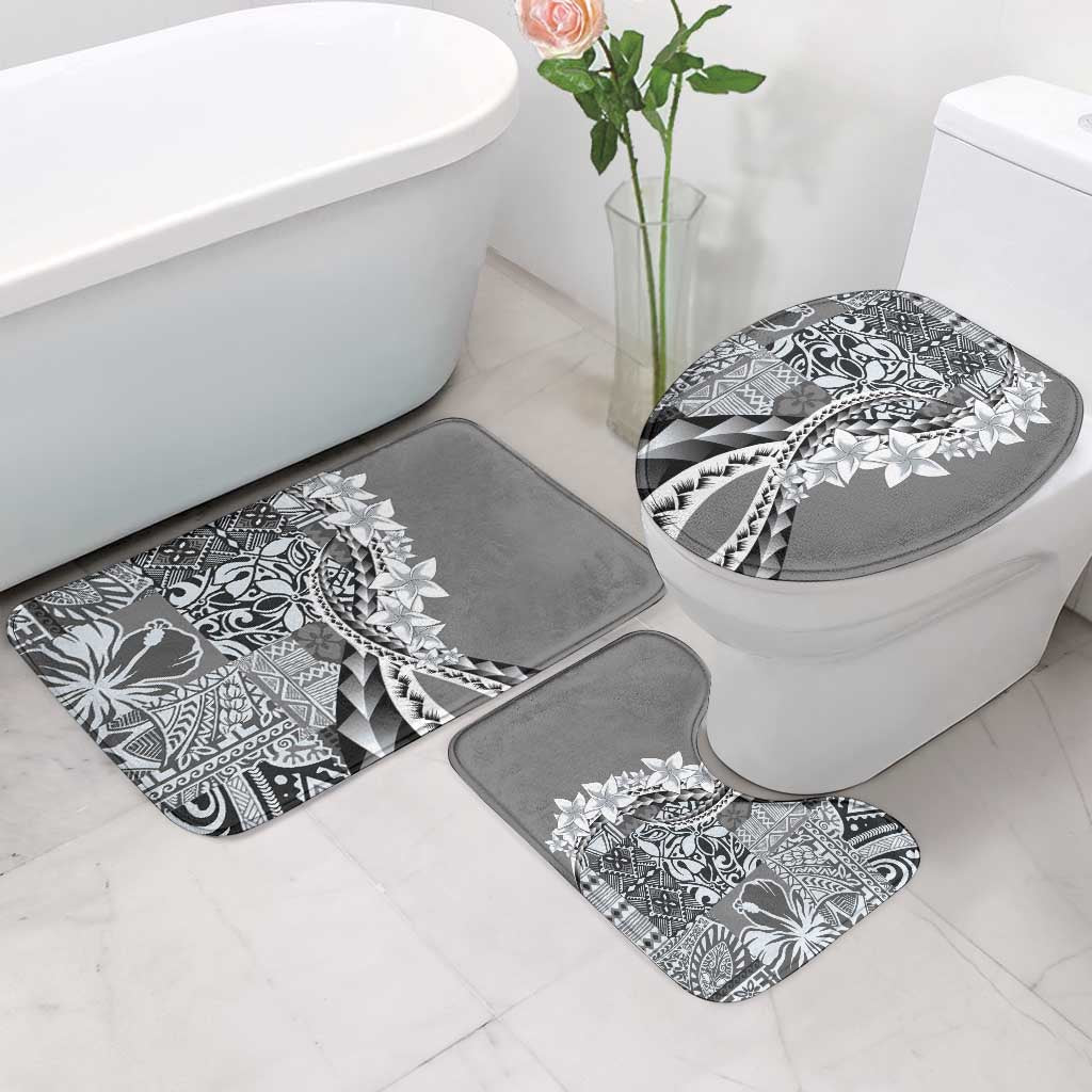 Aloha Vintage Plumeria Hawaiian Tapa Pattern Bathroom Set Gray Hawaiian Tapa Pattern - Polynesian Pride