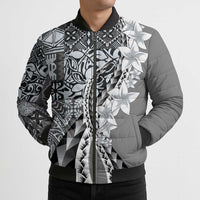 Aloha Vintage Plumeria Hawaiian Tapa Pattern Bomber Puffer Jacket Gray Hawaiian Tapa Pattern - Polynesian Pride