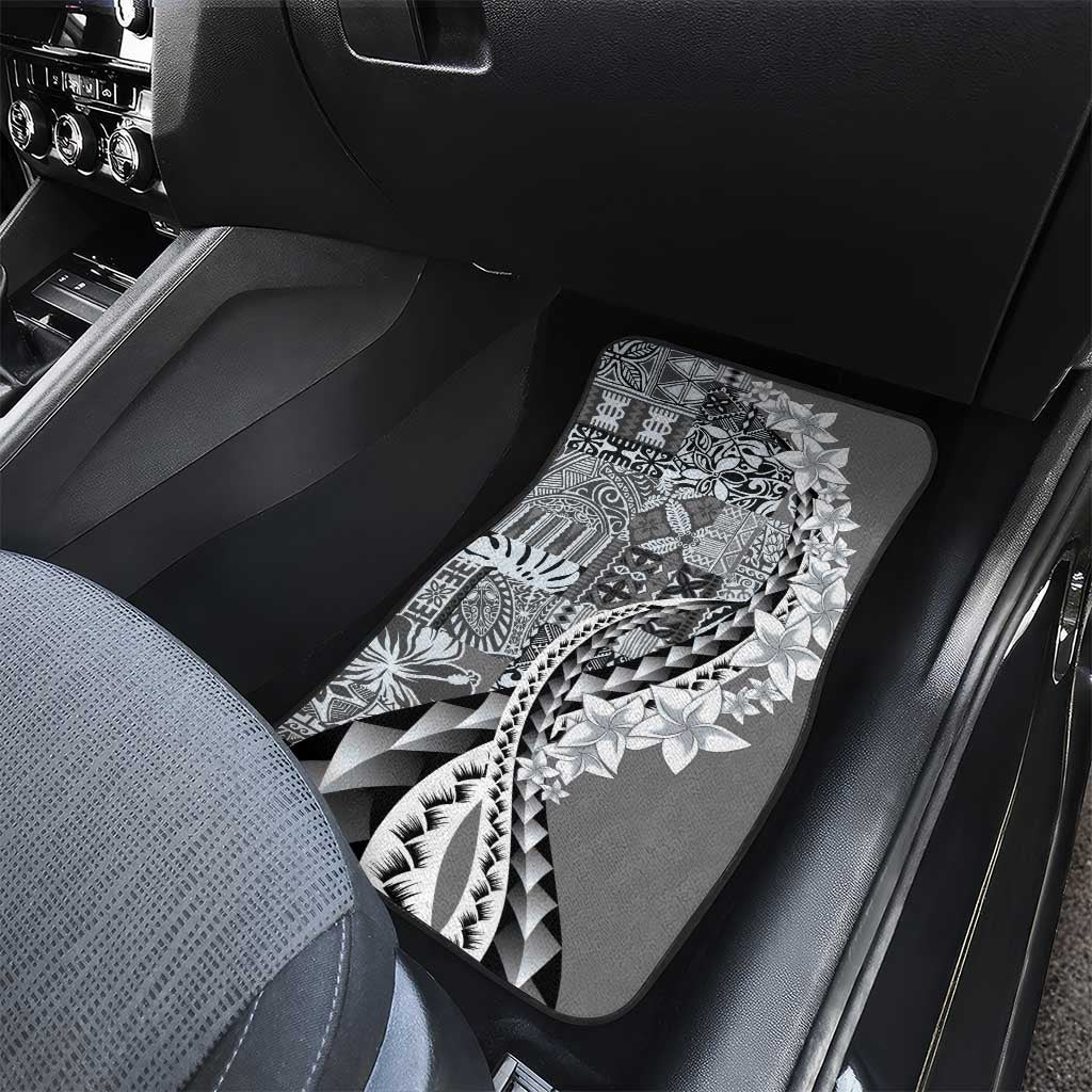 Aloha Vintage Plumeria Hawaiian Tapa Pattern Car Mats Gray Hawaiian Tapa Pattern - Polynesian Pride