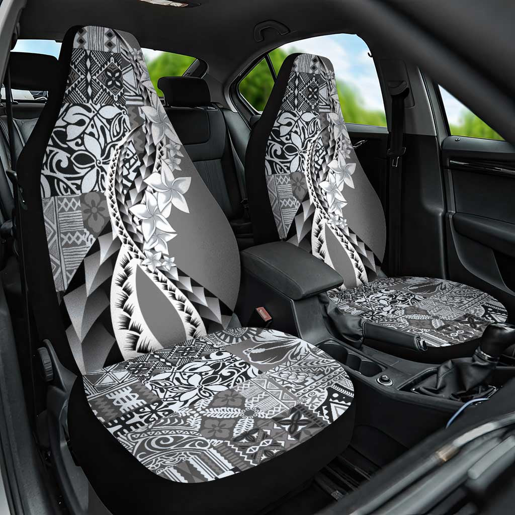 Aloha Vintage Plumeria Hawaiian Tapa Pattern Car Seat Cover Gray Hawaiian Tapa Pattern - Polynesian Pride