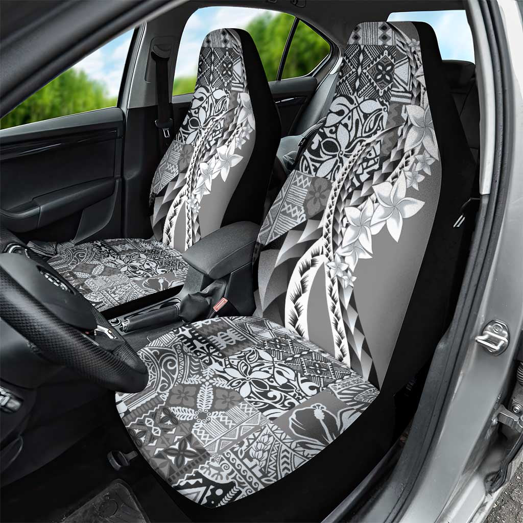 Aloha Vintage Plumeria Hawaiian Tapa Pattern Car Seat Cover Gray Hawaiian Tapa Pattern - Polynesian Pride