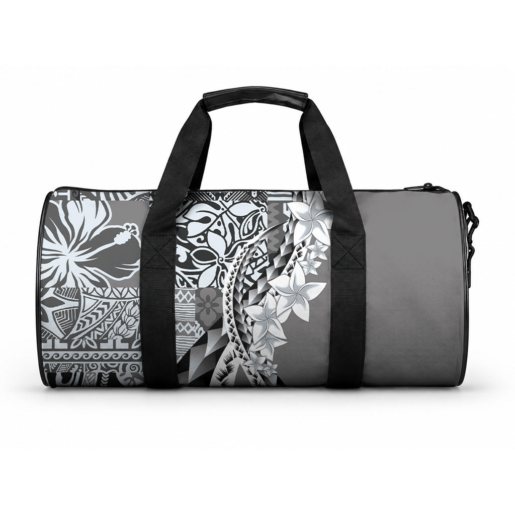 Aloha Vintage Plumeria Hawaiian Tapa Pattern Duffle Bag Gray Hawaiian Tapa Pattern LT9 One size Gray - Polynesian Pride