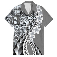 Aloha Vintage Plumeria Hawaiian Tapa Pattern Family Matching Long Sleeve Bodycon Dress and Hawaiian Shirt Gray Hawaiian Tapa Pattern LT9 Dad's Shirt - Short Sleeve Gray - Polynesian Pride