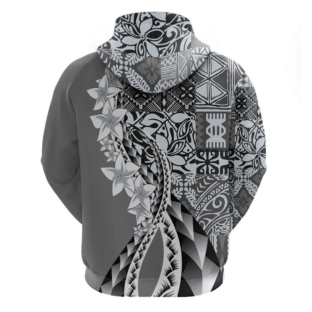Aloha Vintage Plumeria Hawaiian Tapa Pattern Hoodie Gray Hawaiian Tapa Pattern - Polynesian Pride