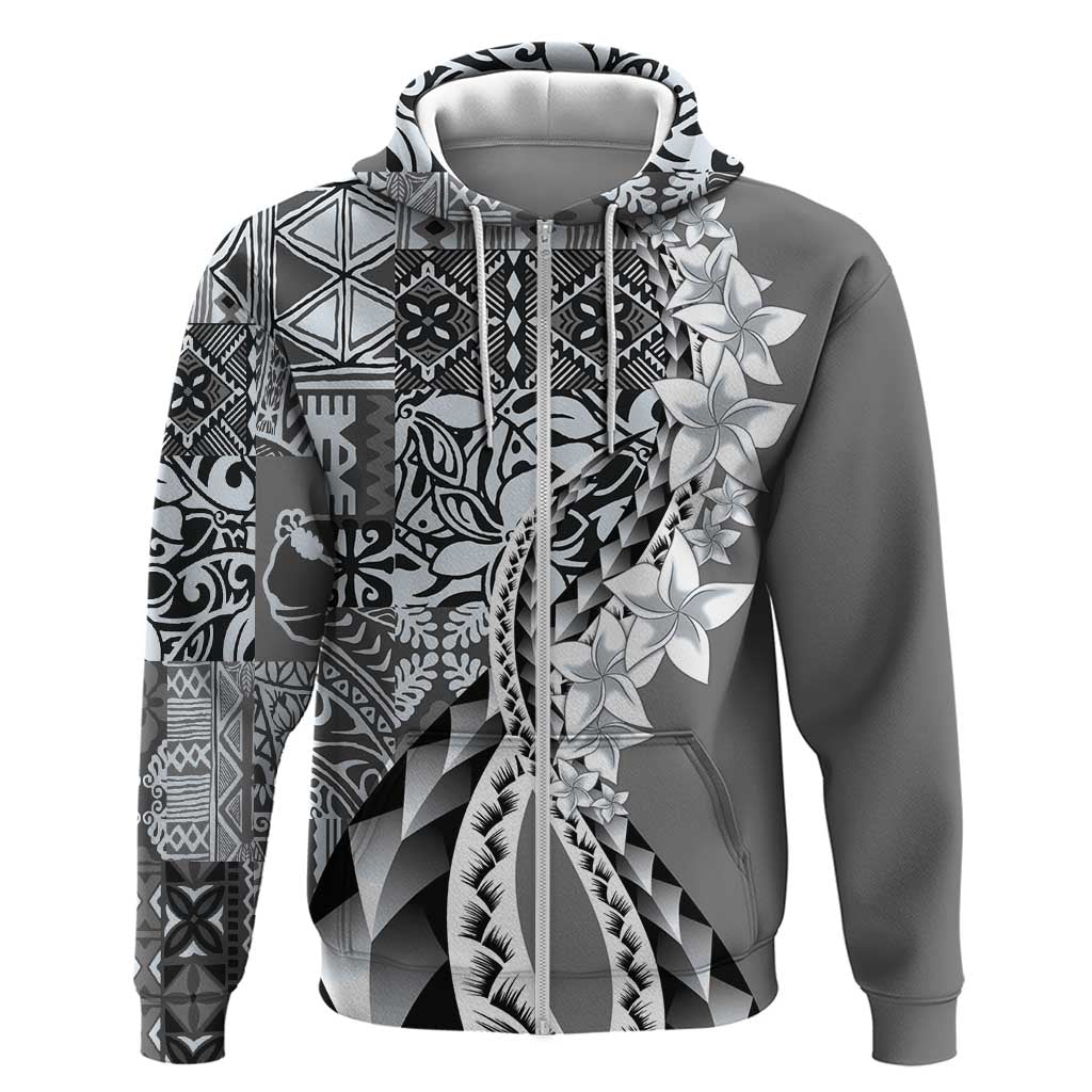 Aloha Vintage Plumeria Hawaiian Tapa Pattern Hoodie Gray Hawaiian Tapa Pattern - Polynesian Pride