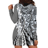 Aloha Vintage Plumeria Hawaiian Tapa Pattern Hoodie Dress Gray Hawaiian Tapa Pattern - Polynesian Pride