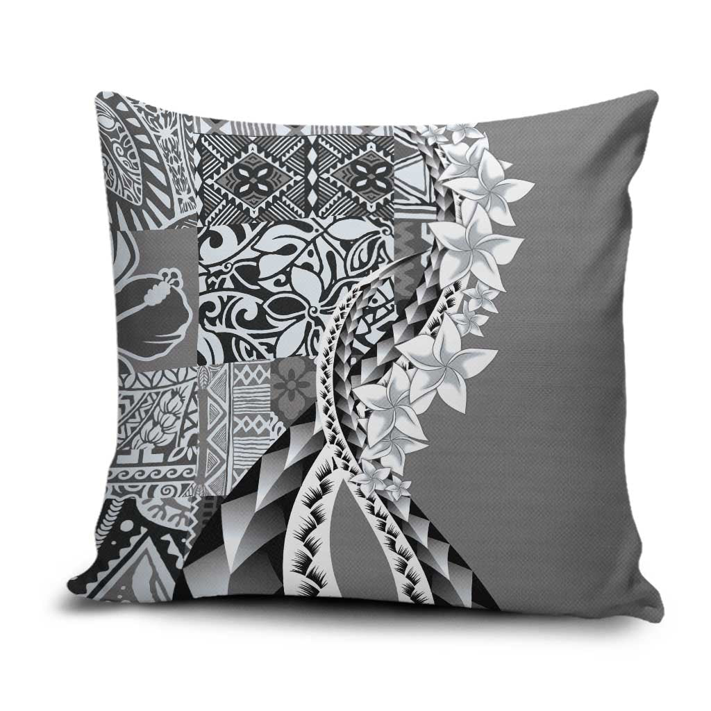 Aloha Vintage Plumeria Hawaiian Tapa Pattern Pillow Cover Gray Hawaiian Tapa Pattern - Polynesian Pride