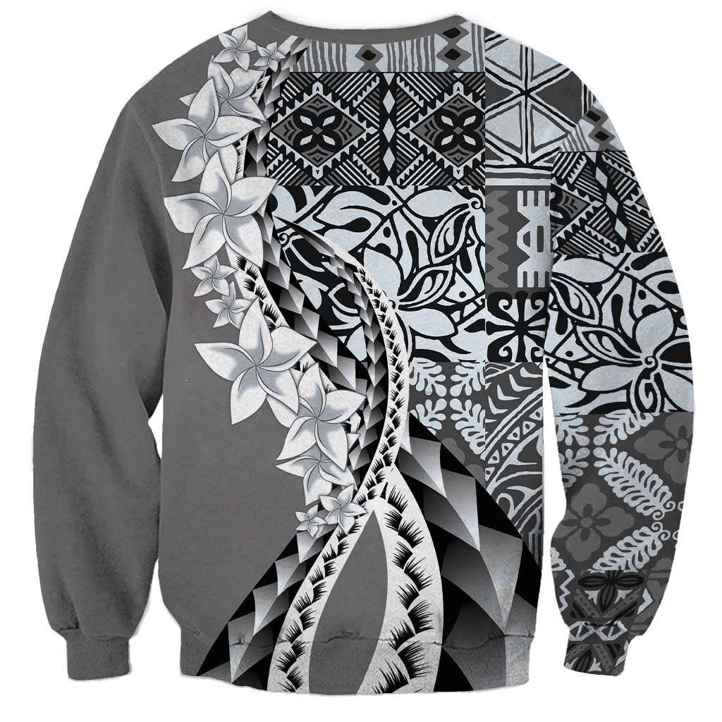 Aloha Vintage Plumeria Hawaiian Tapa Pattern Sweatshirt Gray Hawaiian Tapa Pattern - Polynesian Pride