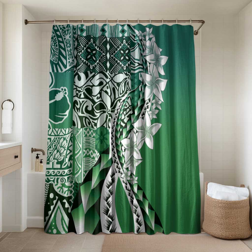 Aloha Vintage Plumeria Hawaiian Tapa Pattern Bathroom Set Green Hawaiian Tapa Pattern - Polynesian Pride