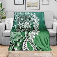Aloha Vintage Plumeria Hawaiian Tapa Pattern Blanket Green Hawaiian Tapa Pattern - Polynesian Pride