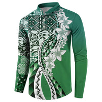 Aloha Vintage Plumeria Hawaiian Tapa Pattern Button Sweatshirt Green Hawaiian Tapa Pattern - Polynesian Pride