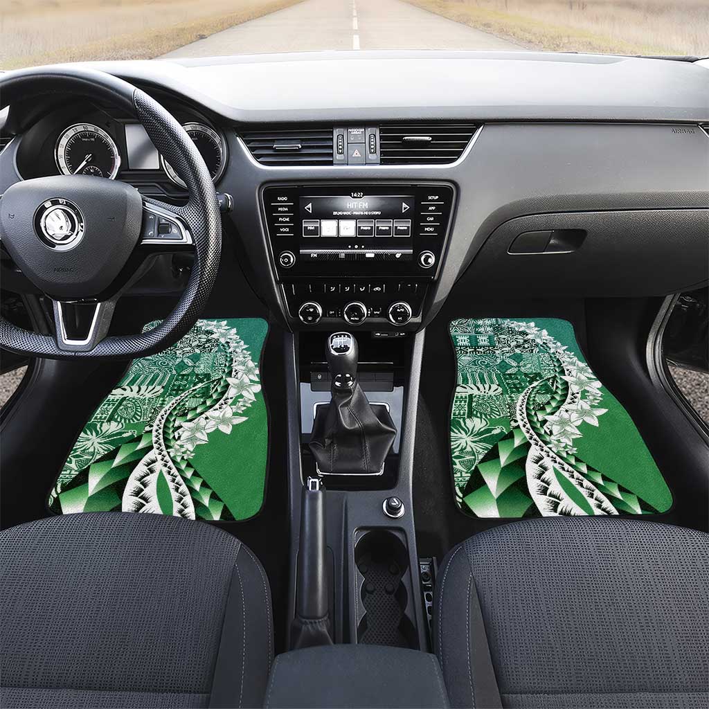 Aloha Vintage Plumeria Hawaiian Tapa Pattern Car Mats Green Hawaiian Tapa Pattern - Polynesian Pride