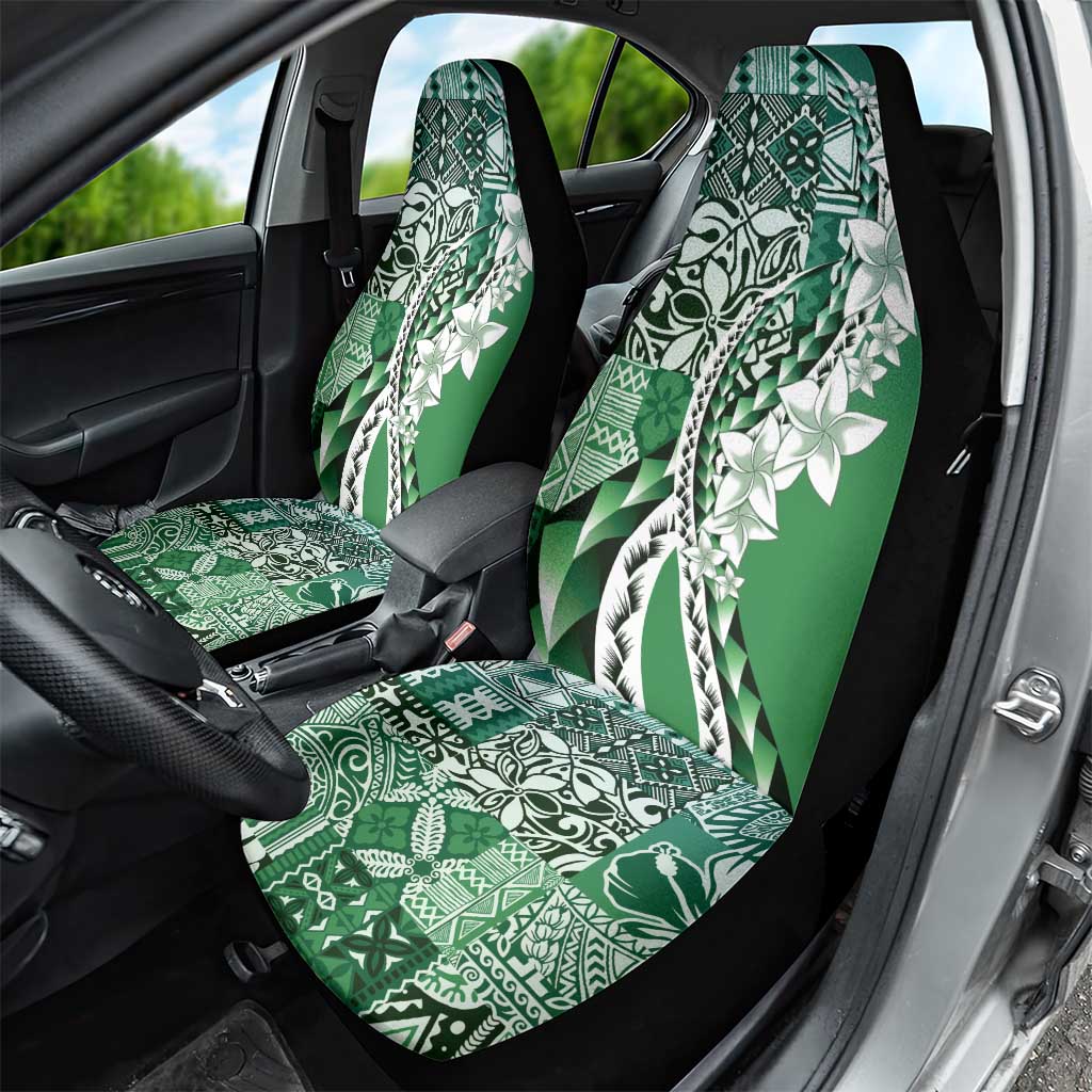 Aloha Vintage Plumeria Hawaiian Tapa Pattern Car Seat Cover Green Hawaiian Tapa Pattern - Polynesian Pride