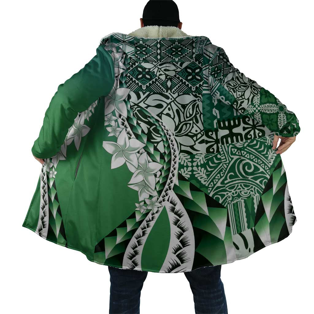 Aloha Vintage Plumeria Hawaiian Tapa Pattern Cloak Green Hawaiian Tapa Pattern - Polynesian Pride