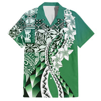 Aloha Vintage Plumeria Hawaiian Tapa Pattern Family Matching Puletasi and Hawaiian Shirt Green Hawaiian Tapa Pattern LT9 Dad's Shirt - Short Sleeve Green - Polynesian Pride