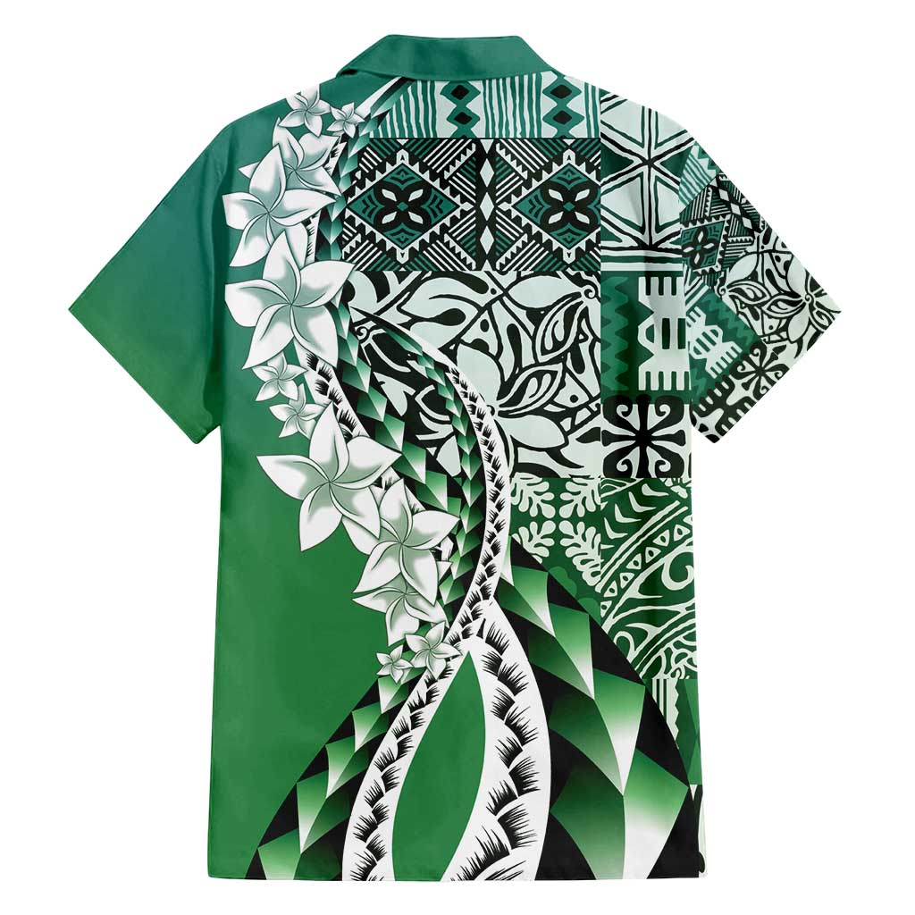 Aloha Vintage Plumeria Hawaiian Tapa Pattern Family Matching Puletasi and Hawaiian Shirt Green Hawaiian Tapa Pattern LT9 - Polynesian Pride