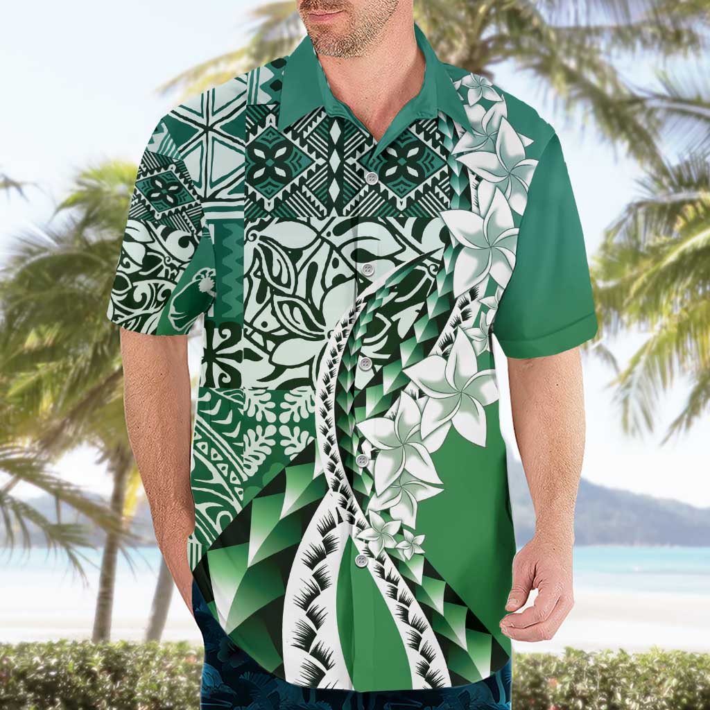 Aloha Vintage Plumeria Hawaiian Tapa Pattern Hawaiian Shirt Green Hawaiian Tapa Pattern - Polynesian Pride