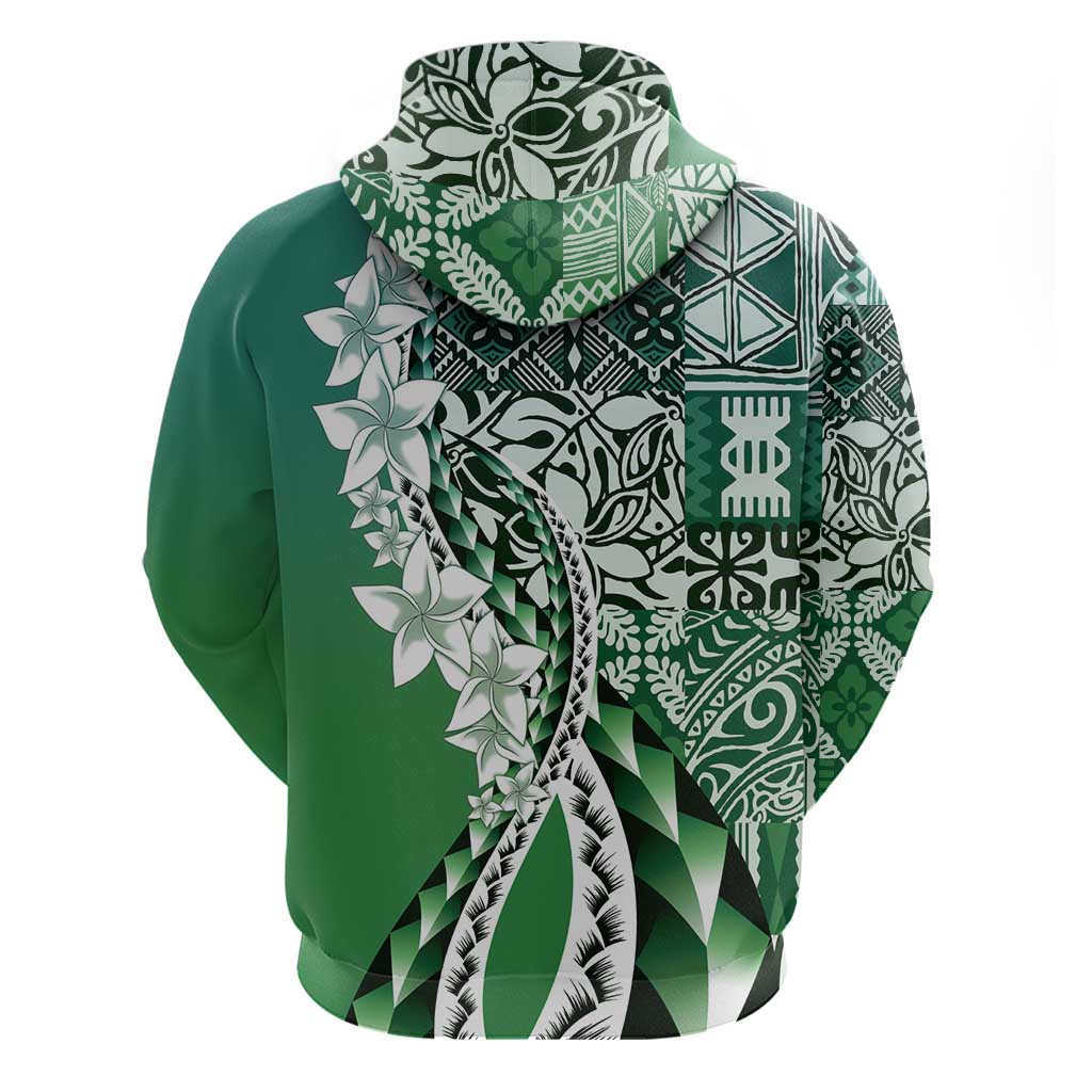 Aloha Vintage Plumeria Hawaiian Tapa Pattern Hoodie Green Hawaiian Tapa Pattern - Polynesian Pride