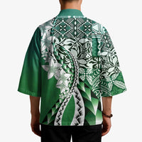 Aloha Vintage Plumeria Hawaiian Tapa Pattern Kimono Green Hawaiian Tapa Pattern - Polynesian Pride