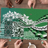 Aloha Vintage Plumeria Hawaiian Tapa Pattern Puzzle Green Hawaiian Tapa Pattern - Polynesian Pride