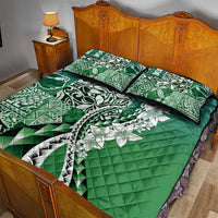 Aloha Vintage Plumeria Hawaiian Tapa Pattern Quilt Bed Set Green Hawaiian Tapa Pattern - Polynesian Pride