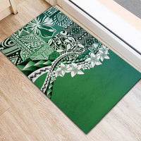 Aloha Vintage Plumeria Hawaiian Tapa Pattern Rubber Doormat Green Hawaiian Tapa Pattern - Polynesian Pride
