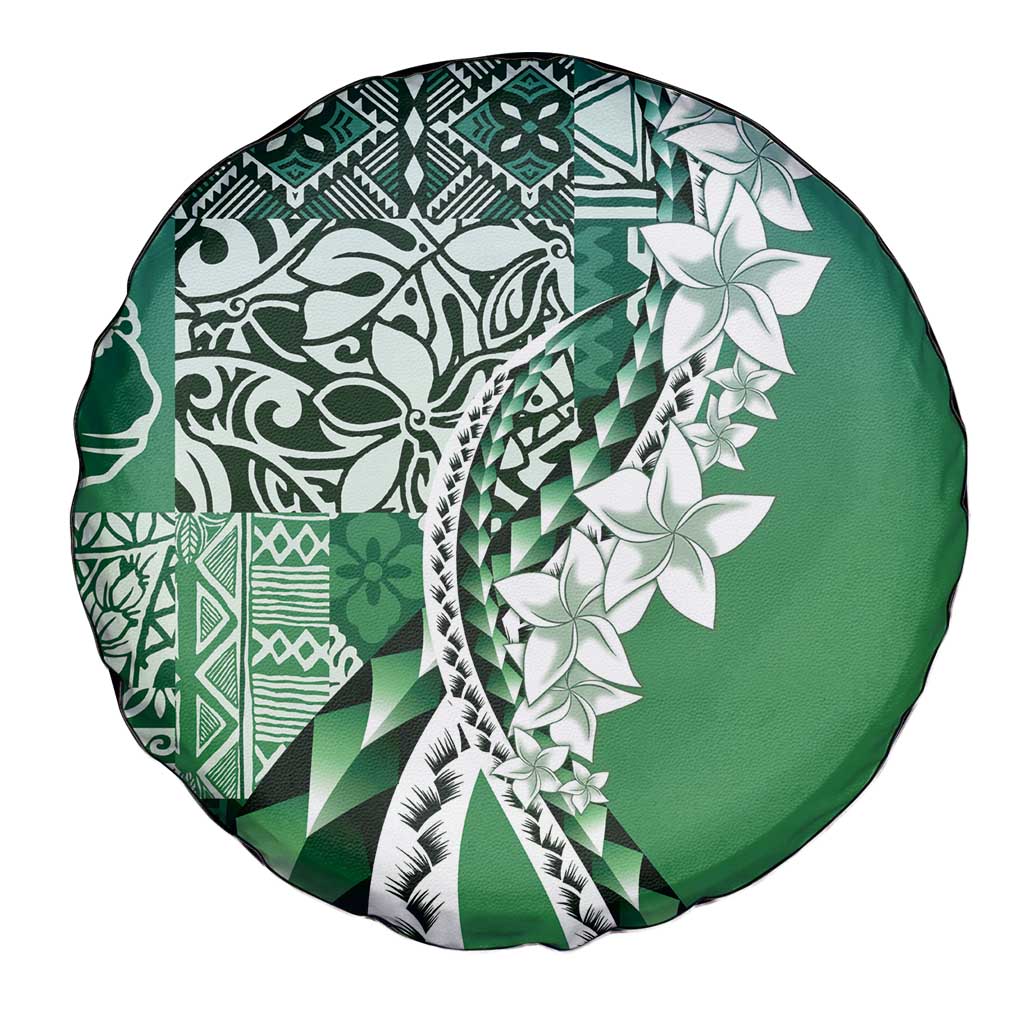 Aloha Vintage Plumeria Hawaiian Tapa Pattern Spare Tire Cover Green Hawaiian Tapa Pattern - Polynesian Pride