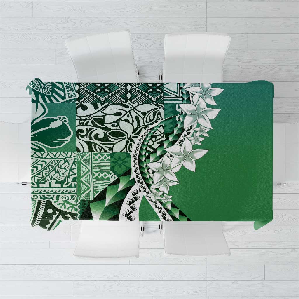Aloha Vintage Plumeria Hawaiian Tapa Pattern Tablecloth Green Hawaiian Tapa Pattern - Polynesian Pride