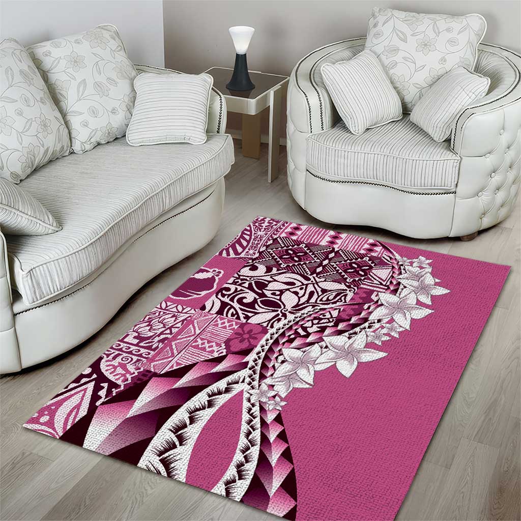 Aloha Vintage Plumeria Hawaiian Tapa Pattern Area Rug Pink Hawaiian Tapa Pattern - Polynesian Pride