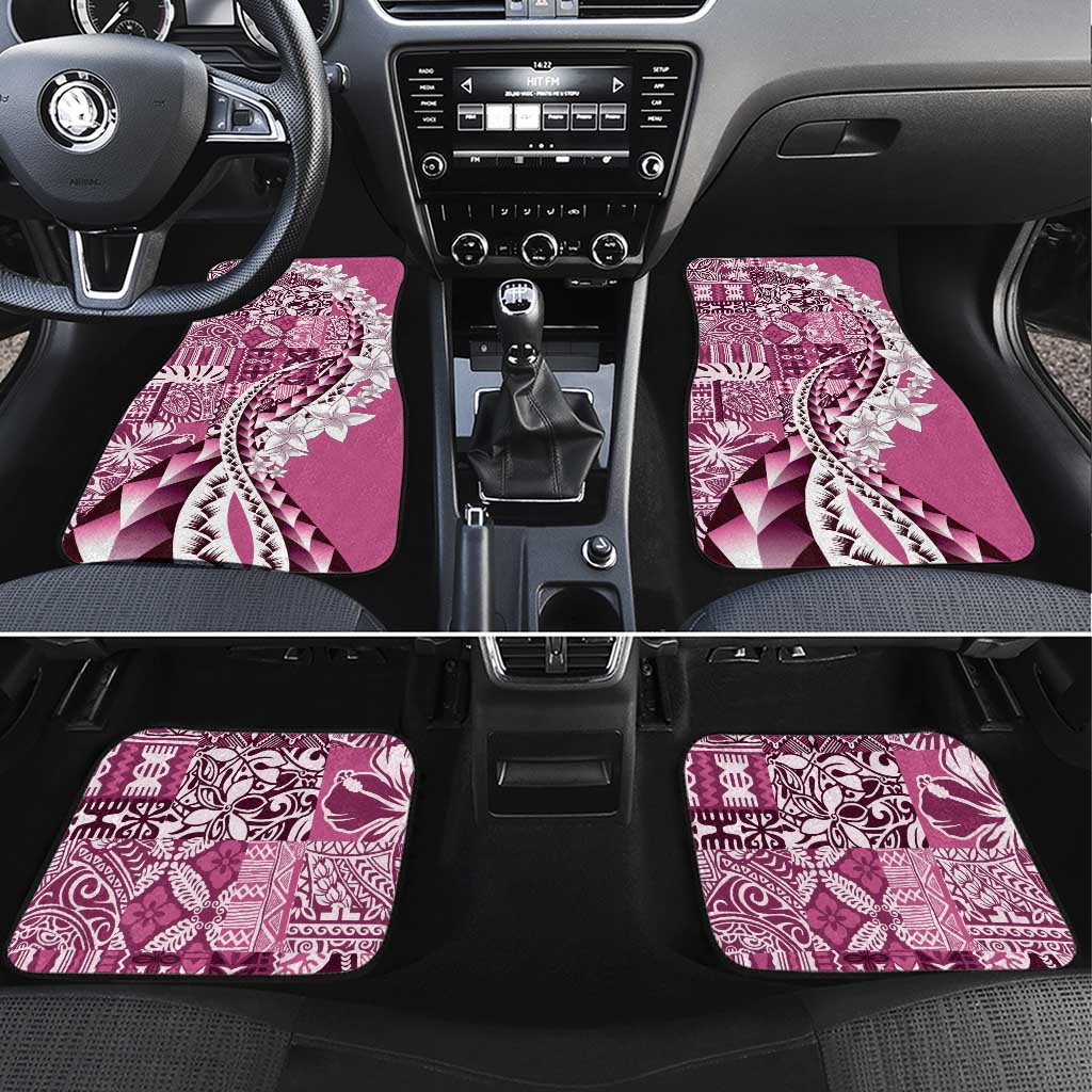 Aloha Vintage Plumeria Hawaiian Tapa Pattern Car Mats Pink Hawaiian Tapa Pattern - Polynesian Pride
