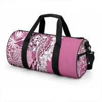 Aloha Vintage Plumeria Hawaiian Tapa Pattern Duffle Bag Pink Hawaiian Tapa Pattern LT9 - Polynesian Pride