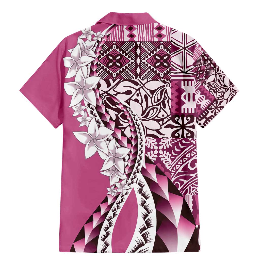 Aloha Vintage Plumeria Hawaiian Tapa Pattern Family Matching Mermaid Dress and Hawaiian Shirt Pink Hawaiian Tapa Pattern LT9 - Polynesian Pride